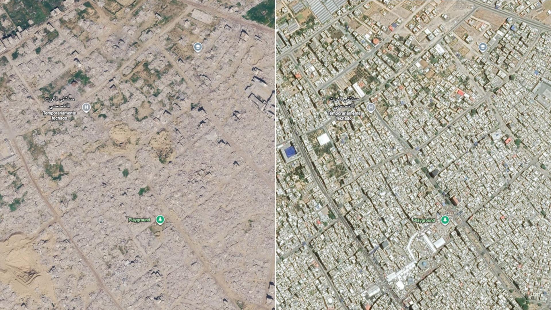 Imagens mostram Gaza antes e depois da guerra